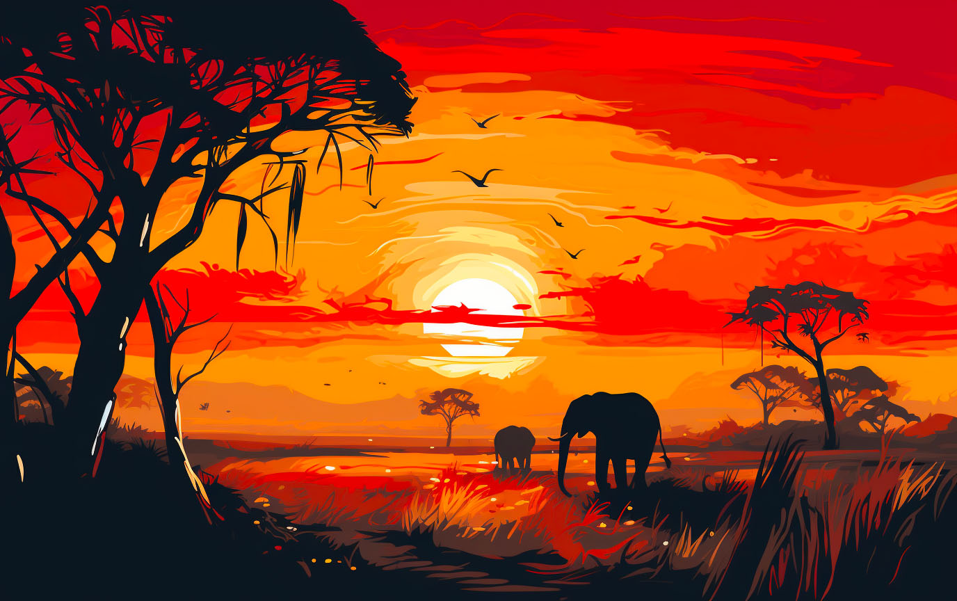 Wild animals roaming freely in the vast landscapes of the African savanna.