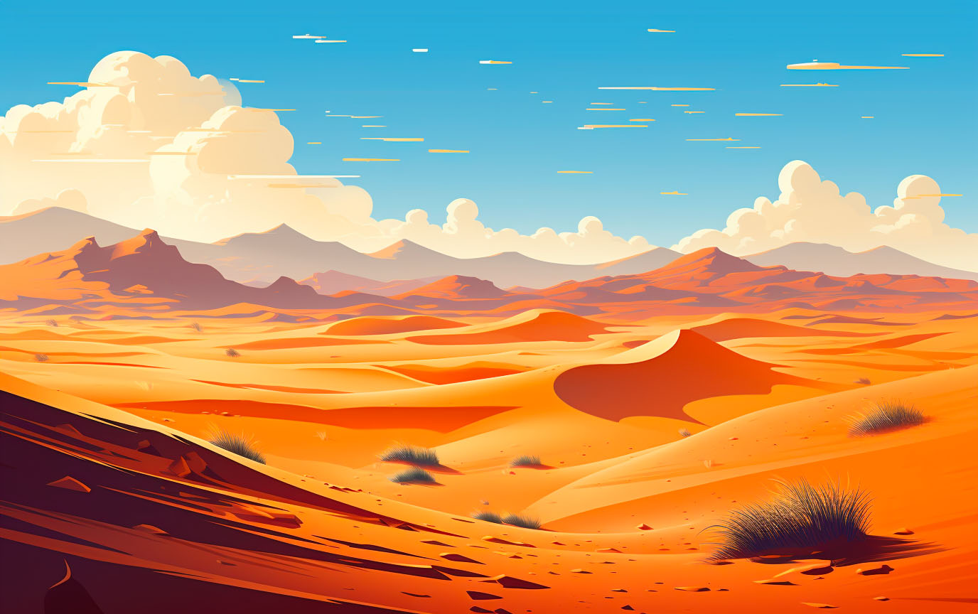 Golden dunes stretching to the horizon in the Sahara Desert.
